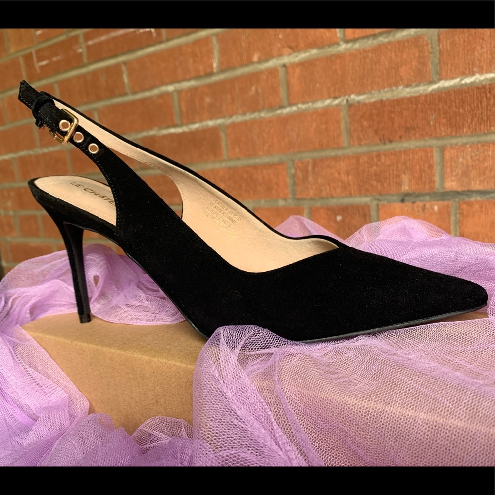 NIB 🌹Suede Pointy Slingback Heel Pumps